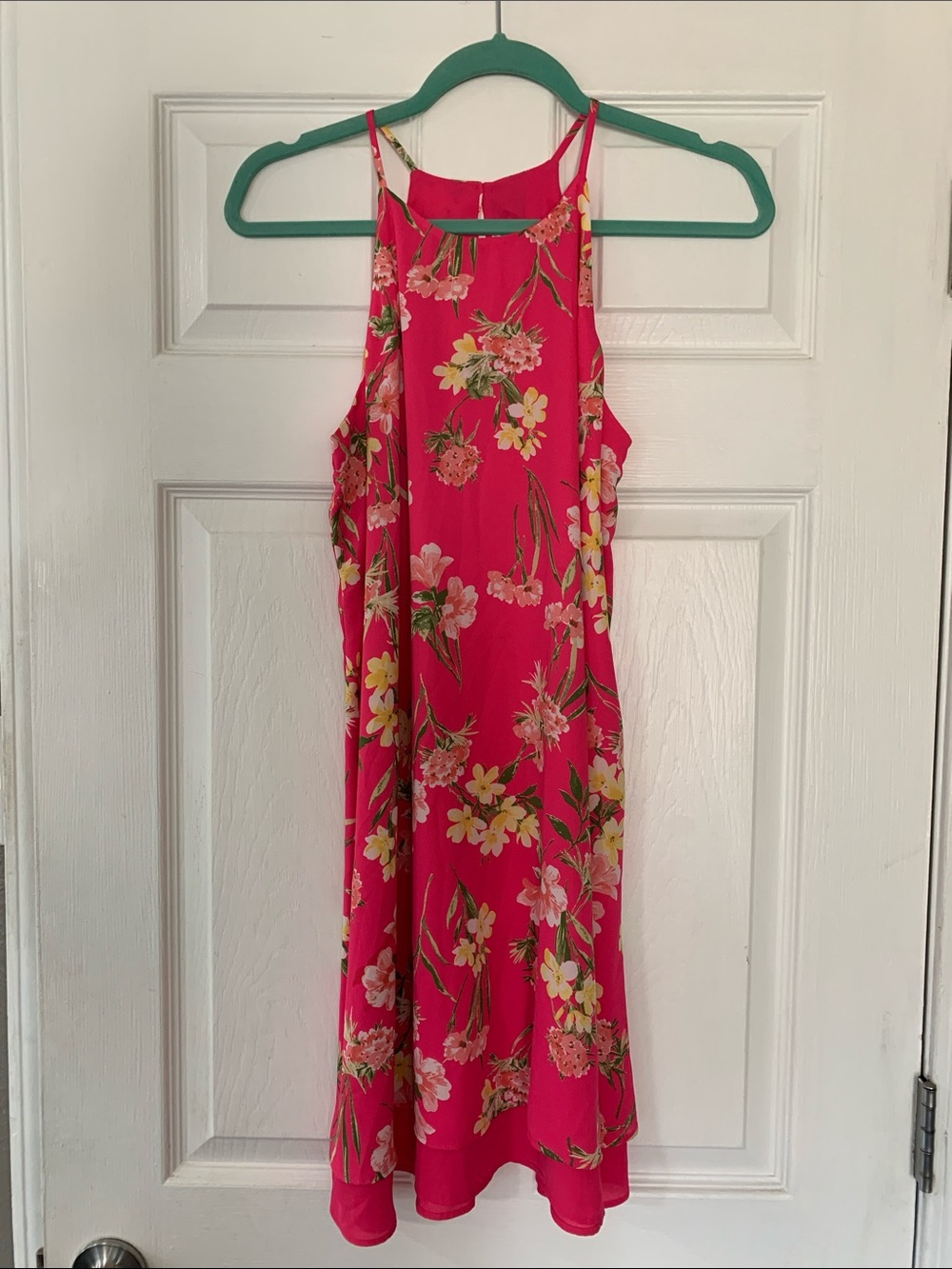 Pink Rose Hot Pink Floral Mini Dress